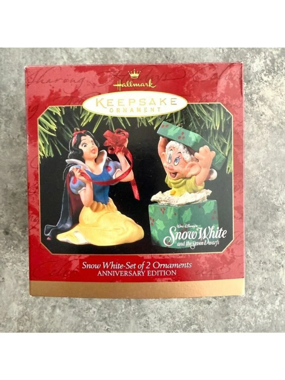 Hallmark Keepsake Disney Snow White & The 7 Dwarfs Set Of 2 Ornaments 1997 NEW